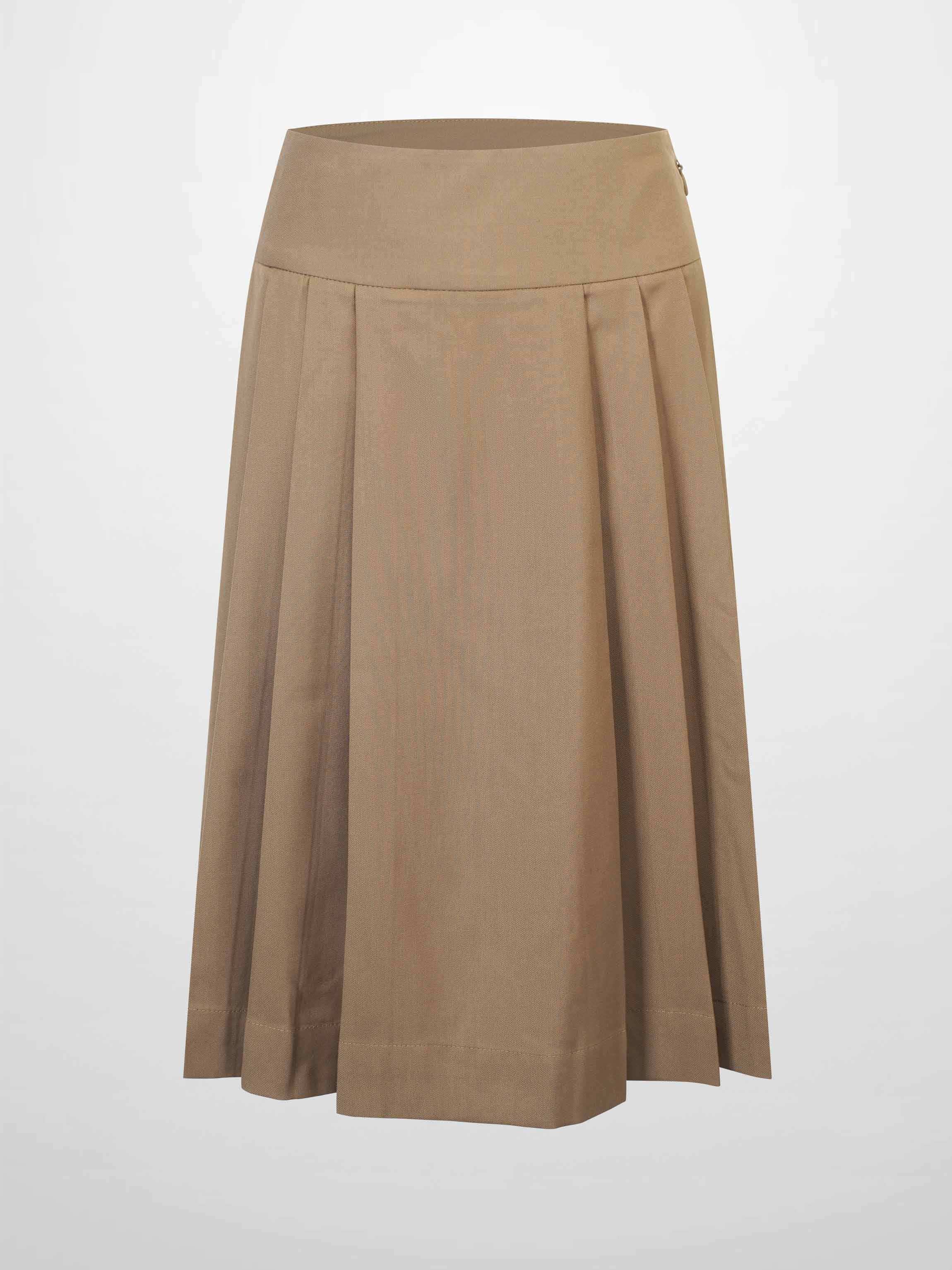Yoke Pleated Skirt-Camel