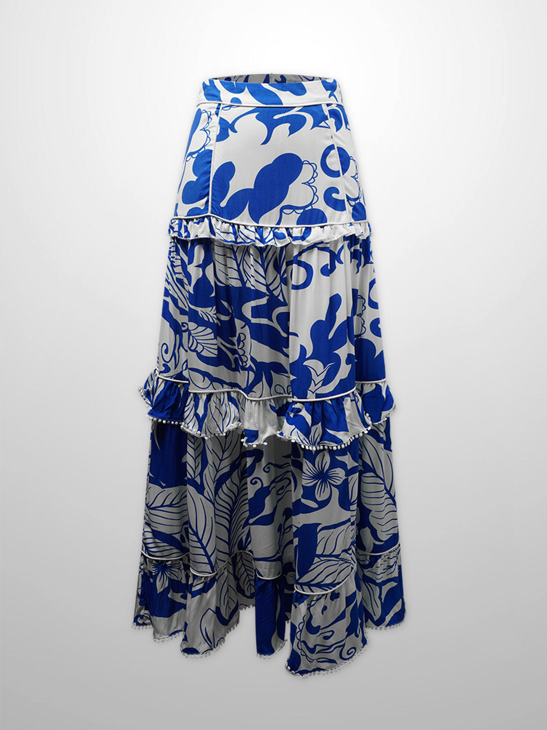 Pintuck Detail Skirt-Blue Carolina Floral