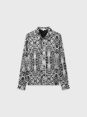 Piped Blouse-B/W Paisley