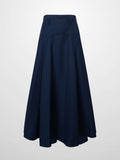 Taffeta Yoke Skirt-Navy