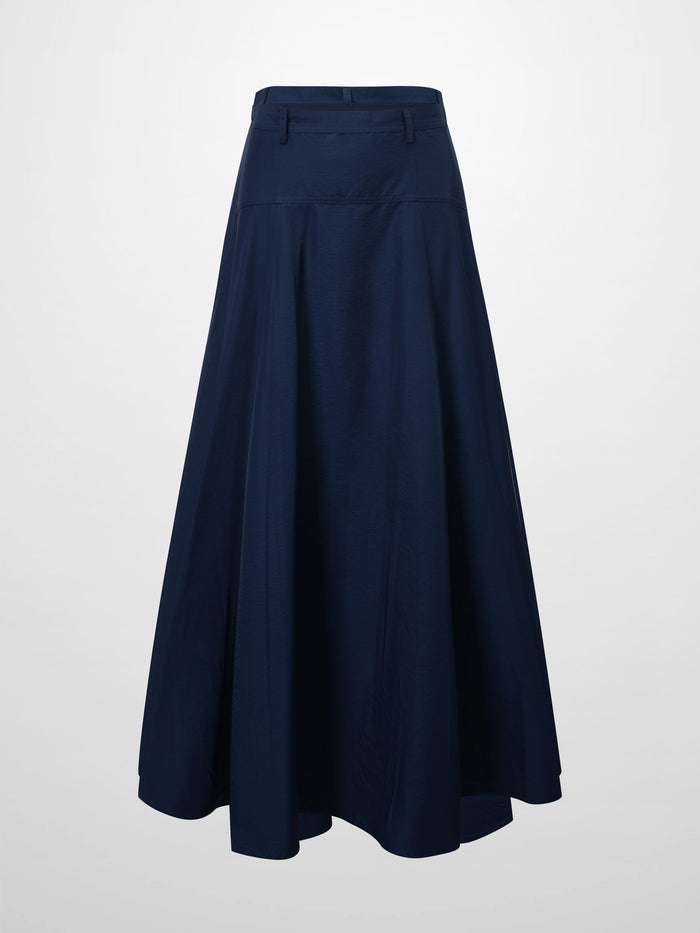 Taffeta Yoke Skirt-Navy