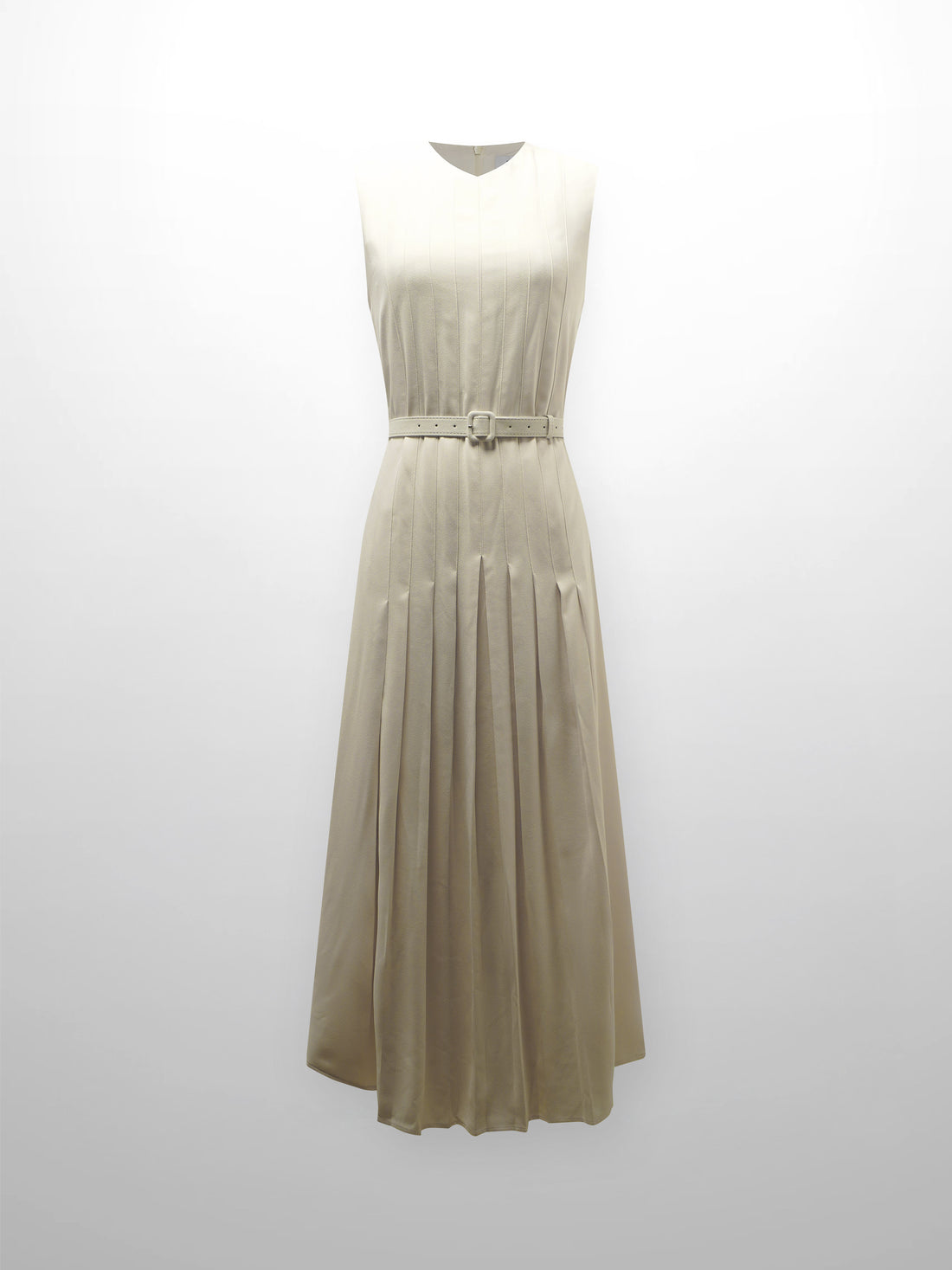 Stitched Down Pleated Jumper-Cream