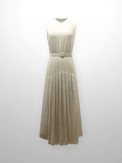 Stitched Down Pleated Jumper-Cream
