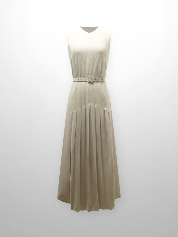 Stitched Down Pleated Jumper-Cream