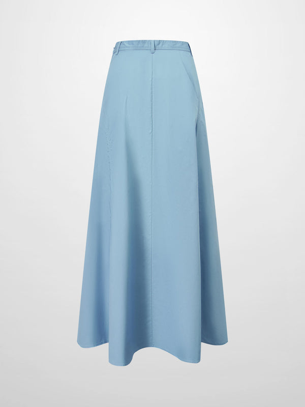 Cotton Yoke Circle Skirt-Blue