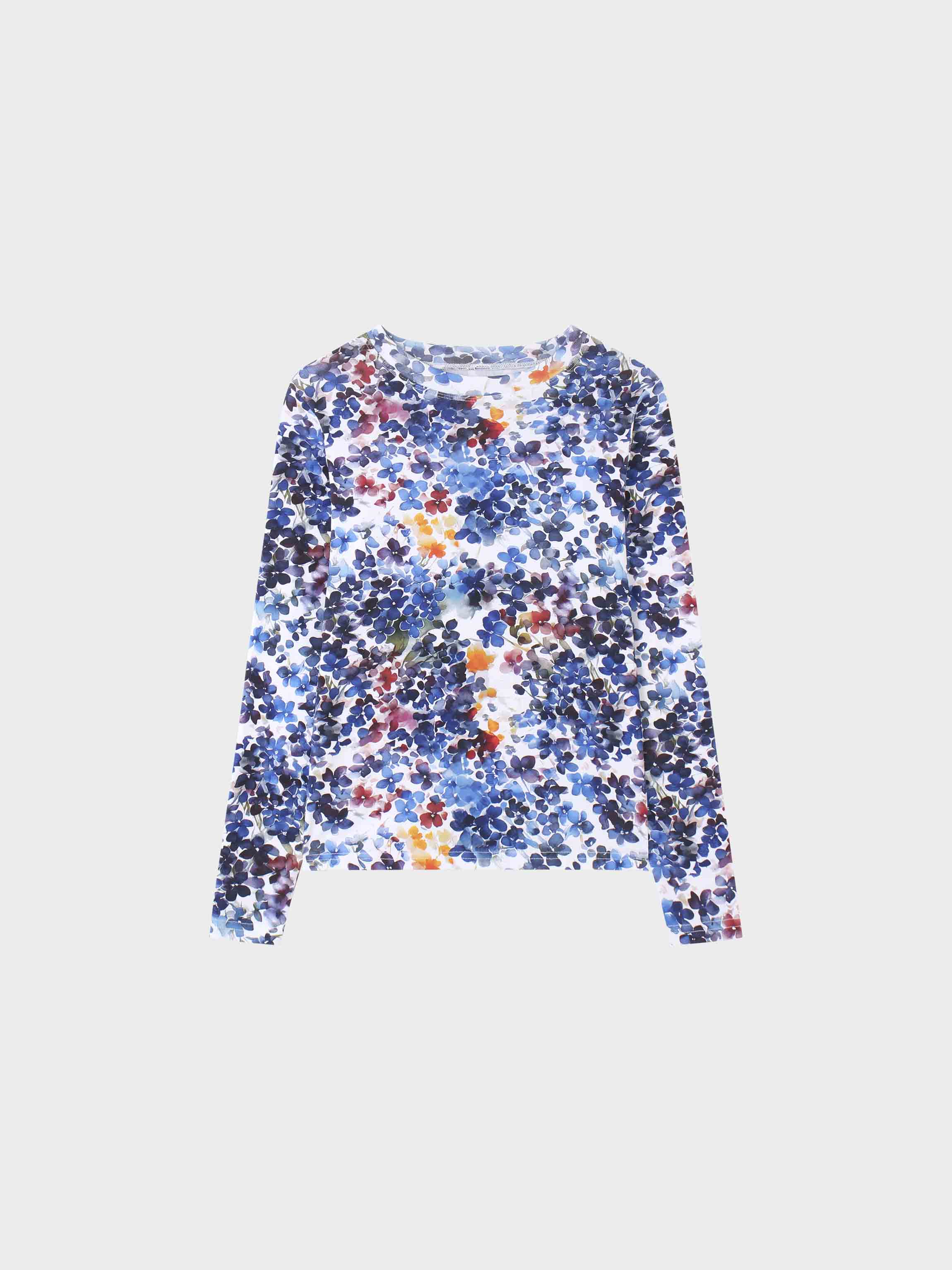 Basic Printed T-shirt-Floral Ombre