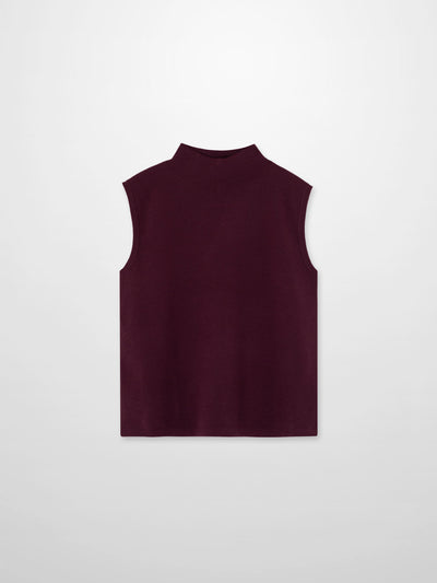 Sleeveless Mock Neck Sweater-Burgundy