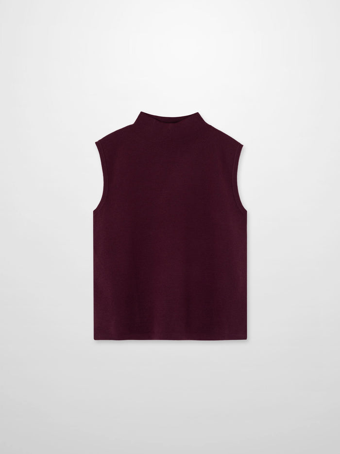Sleeveless Mock Neck Sweater-Burgundy
