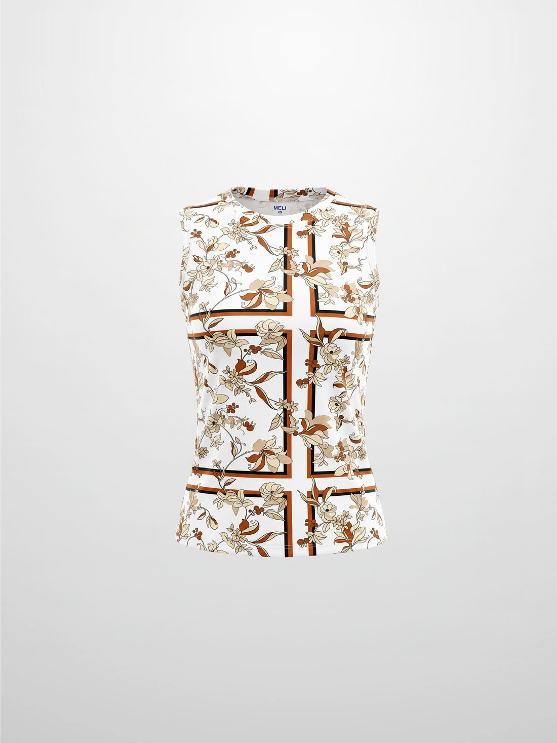 Sleeveless Tee-Windowpane Floral