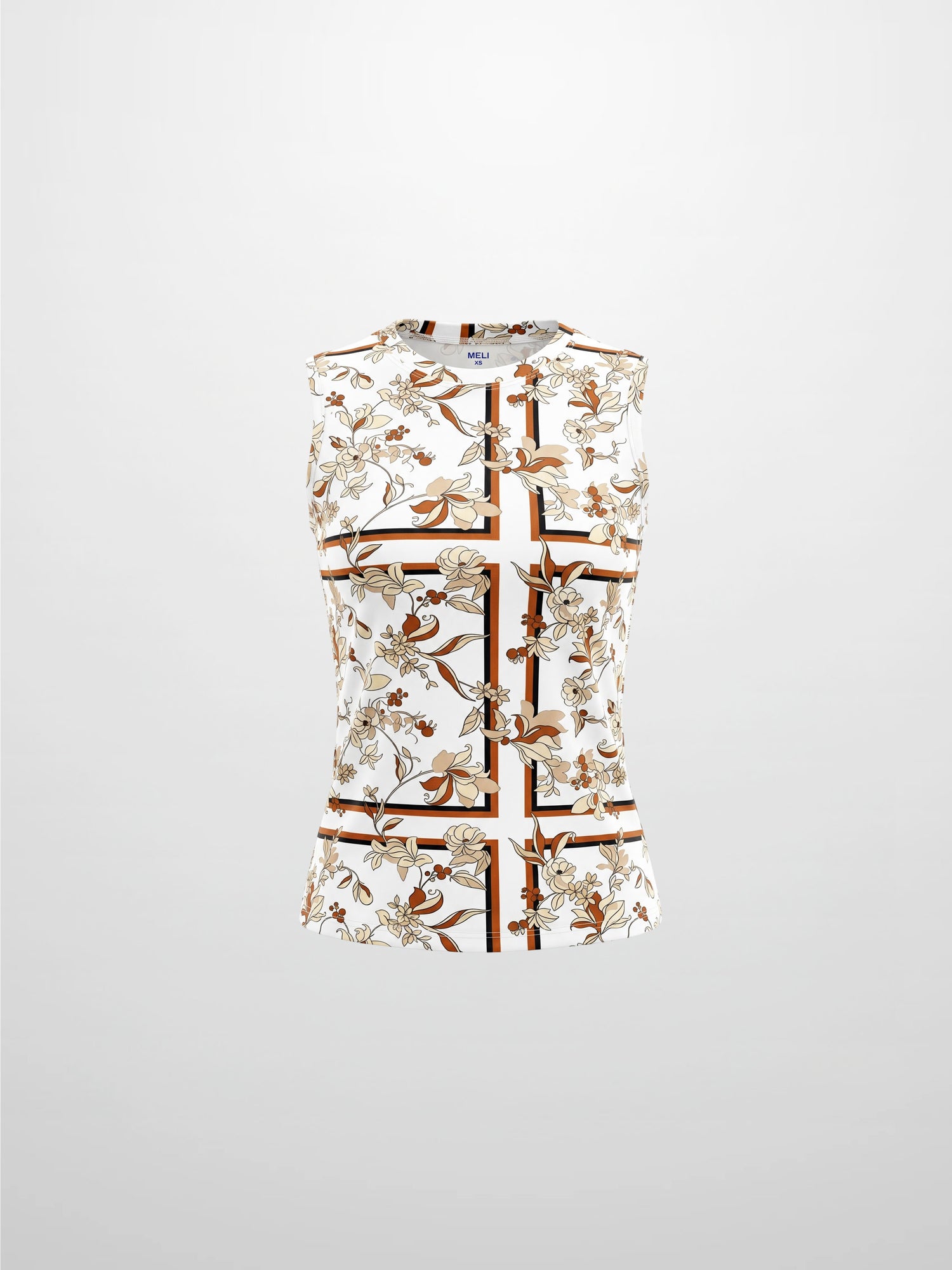 Sleeveless Tee-Windowpane Floral