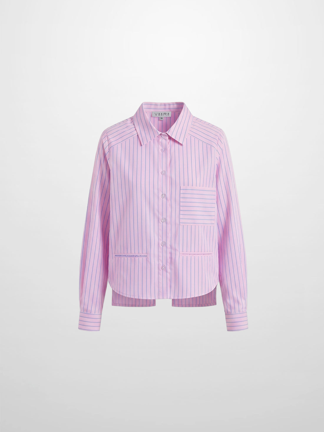 Crop Pinstripe Blouse-Pink/White