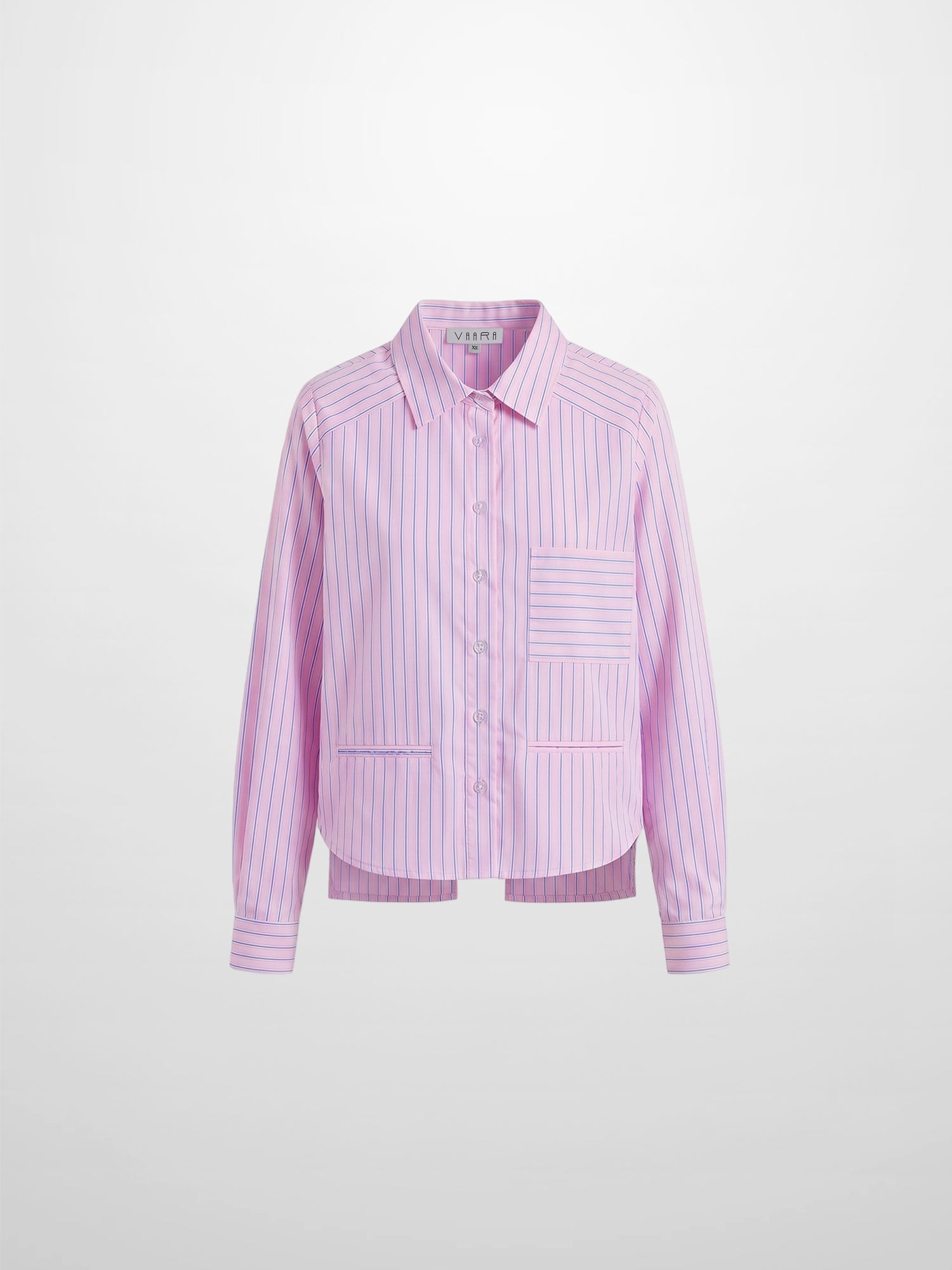 Crop Pinstripe Blouse-Pink/White