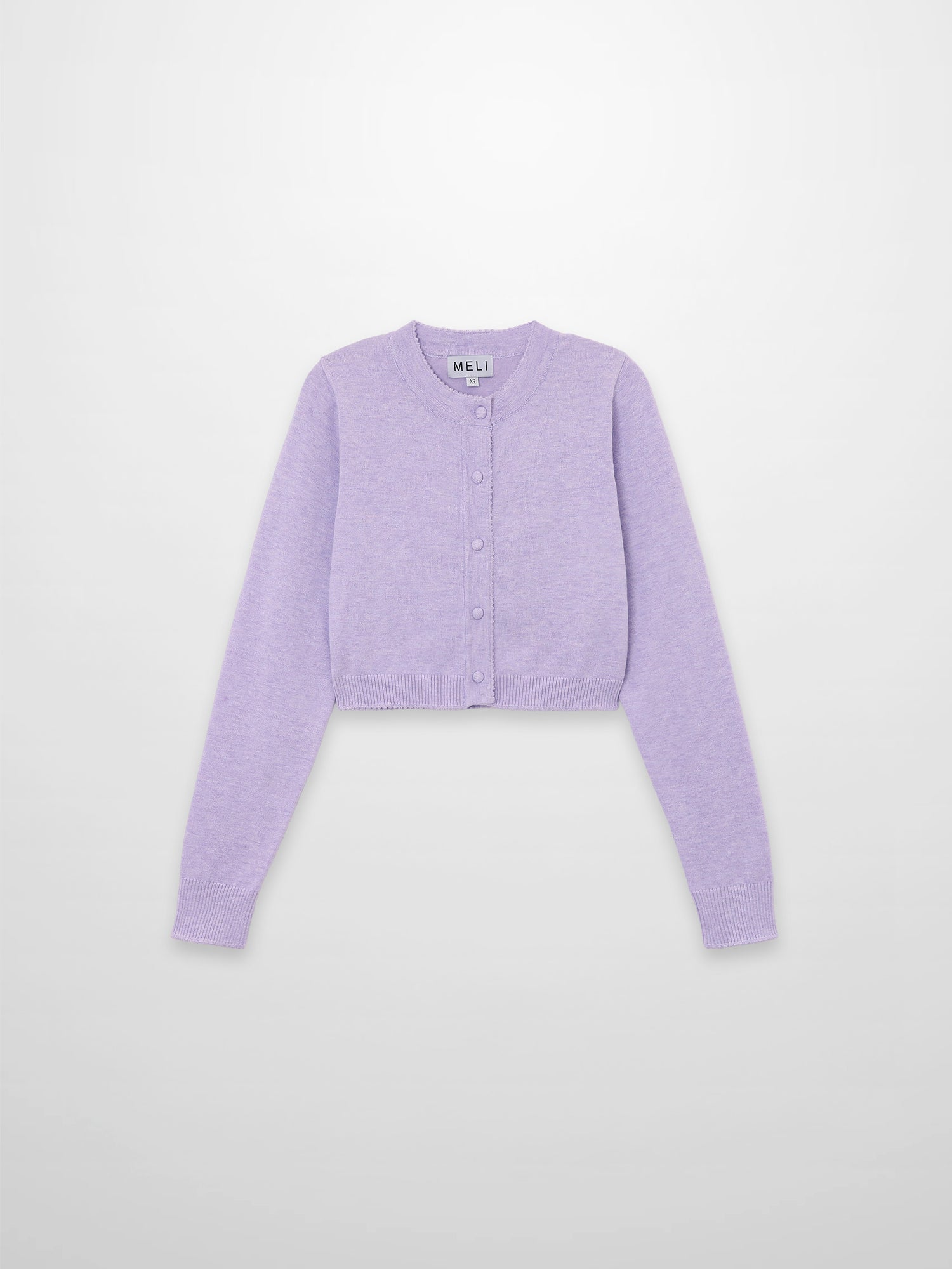 Trim Detail Crew Crop Cardigan-Heathered Lavander