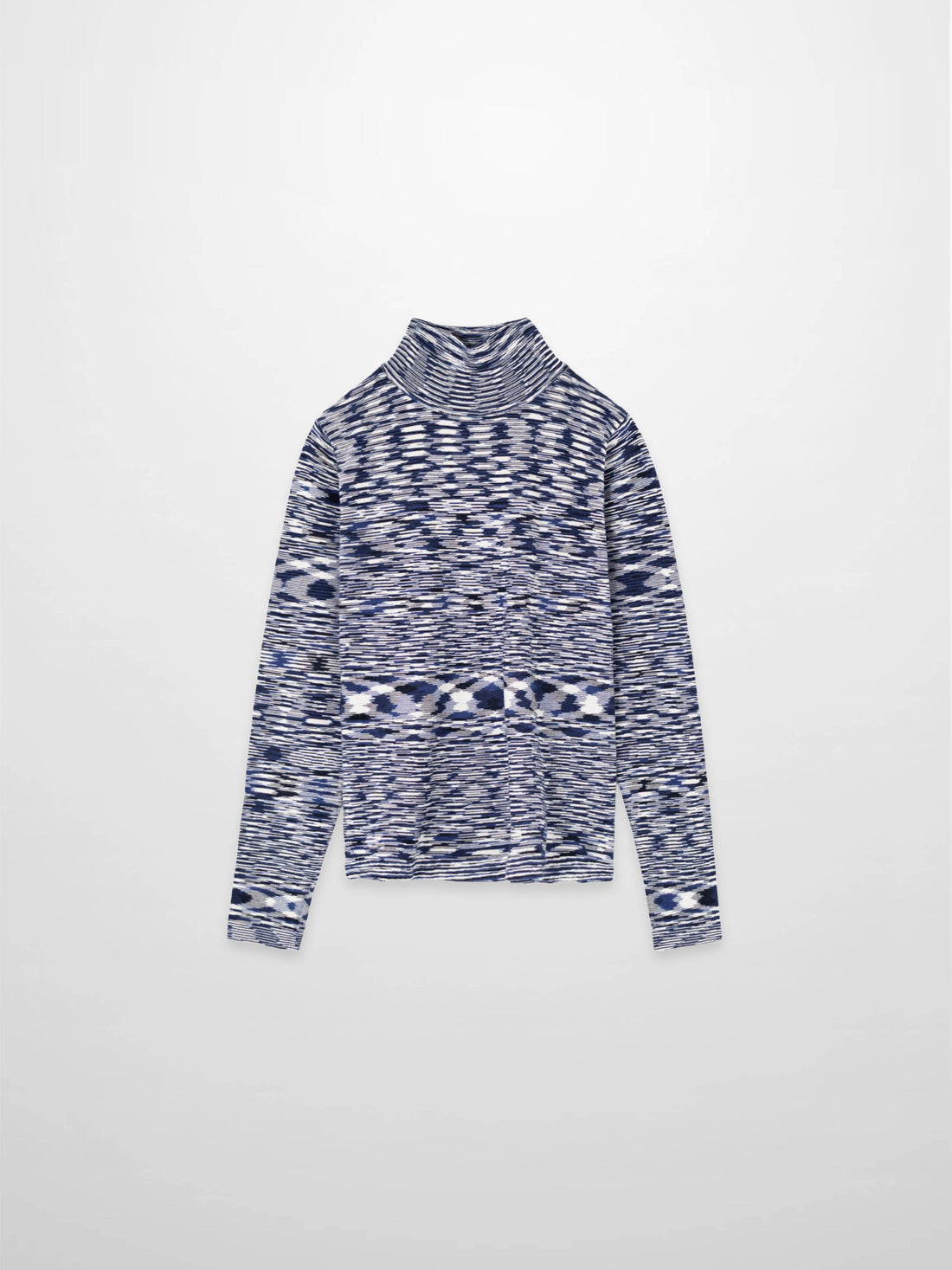 Abstract Stripe Knit Turtleneck-Navy