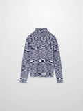 Abstract Stripe Knit Turtleneck-Navy