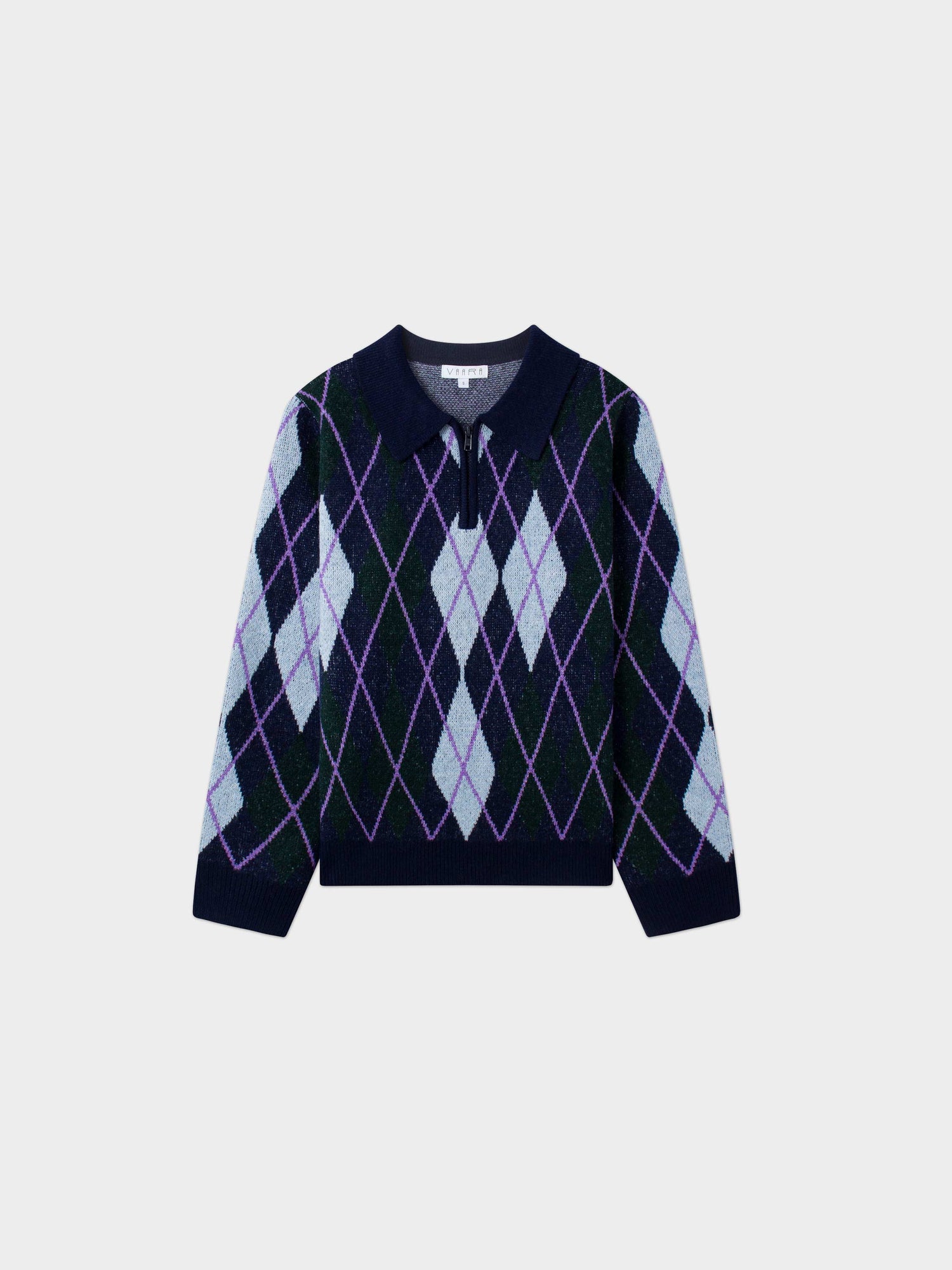 Argyle Collared Sweater-Navy