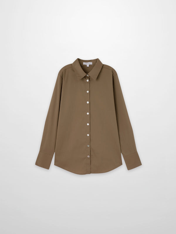Cotton Button Down Blouse-Mocha Mousse