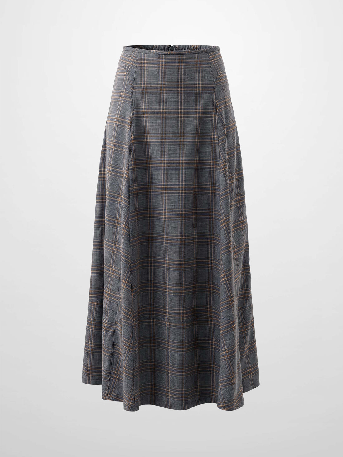 Seamed Flare Skirt - Grey Plaid