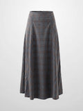 Seamed Flare Skirt - Grey Plaid