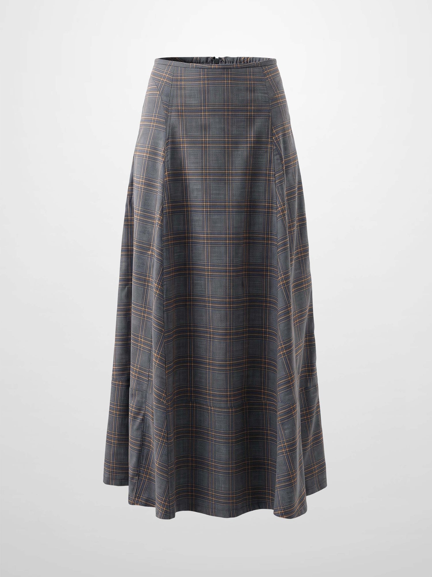Seamed Flare Skirt - Grey Plaid