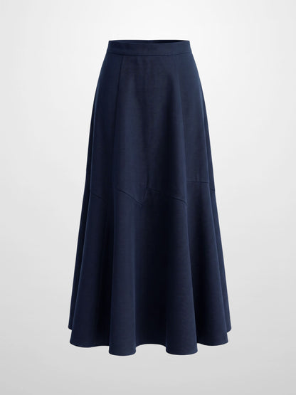 Twill Trumpet Skirt-Navy