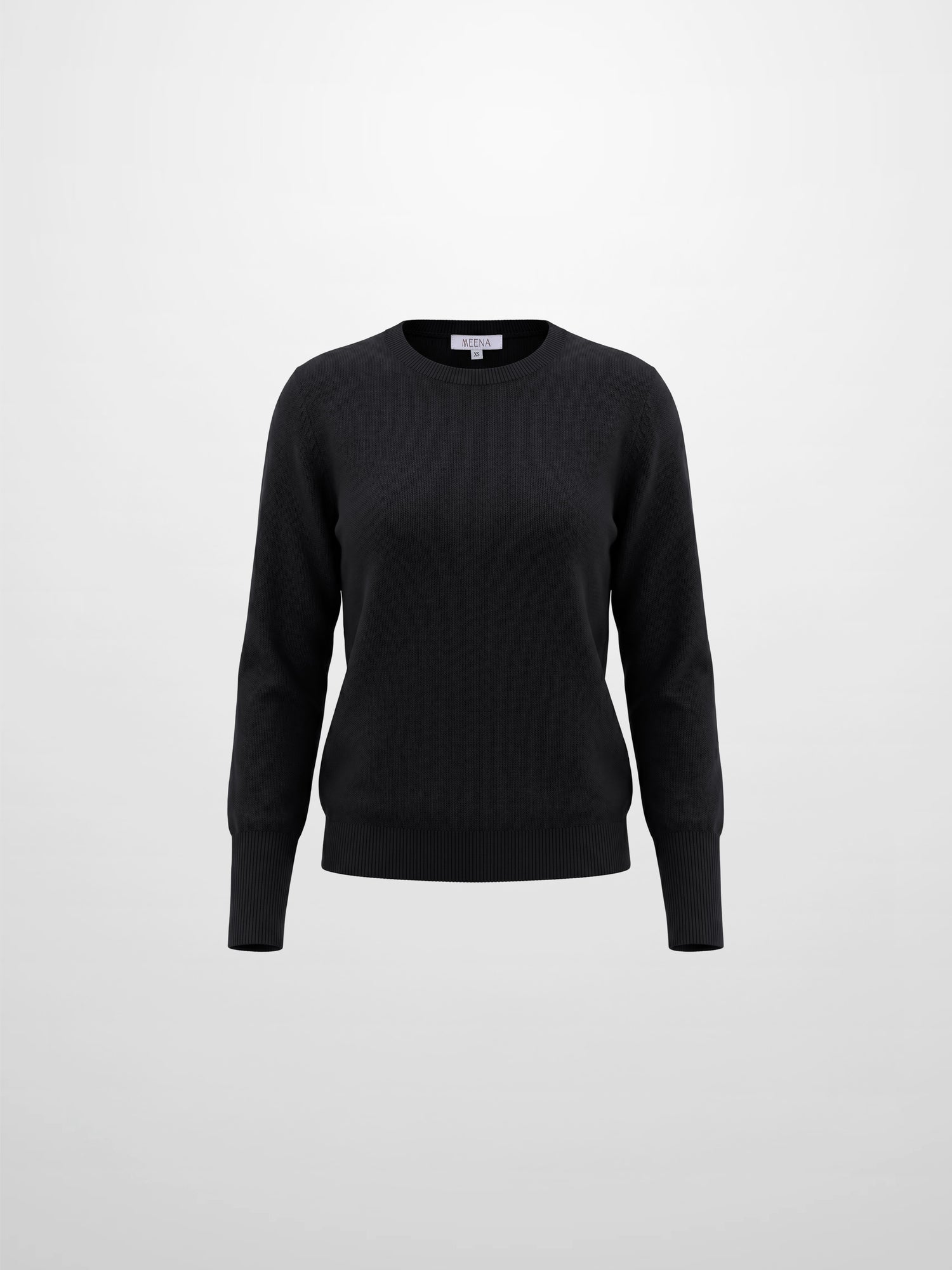 High Cuff Crew Sweater-Black