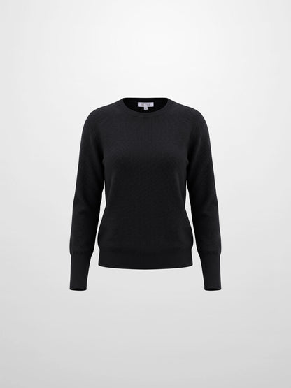 High Cuff Crew Sweater-Black