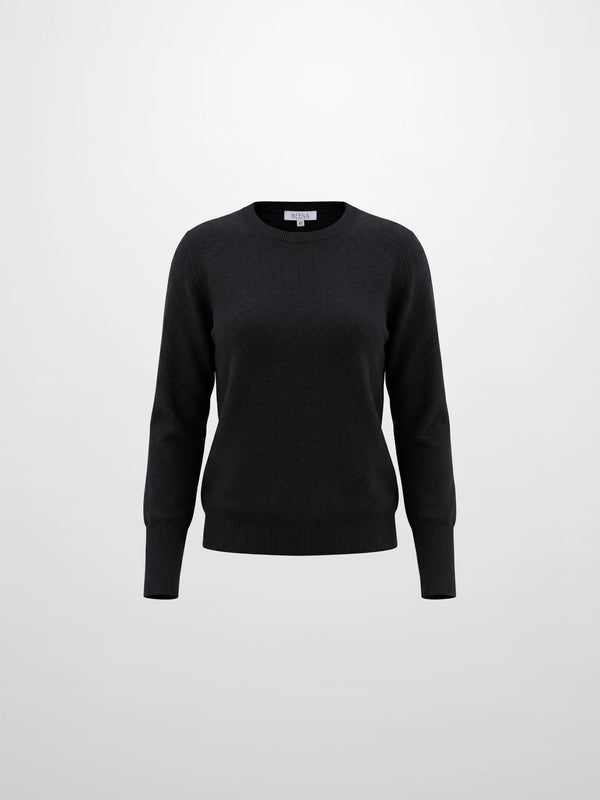 High Cuff Crew Sweater-Black