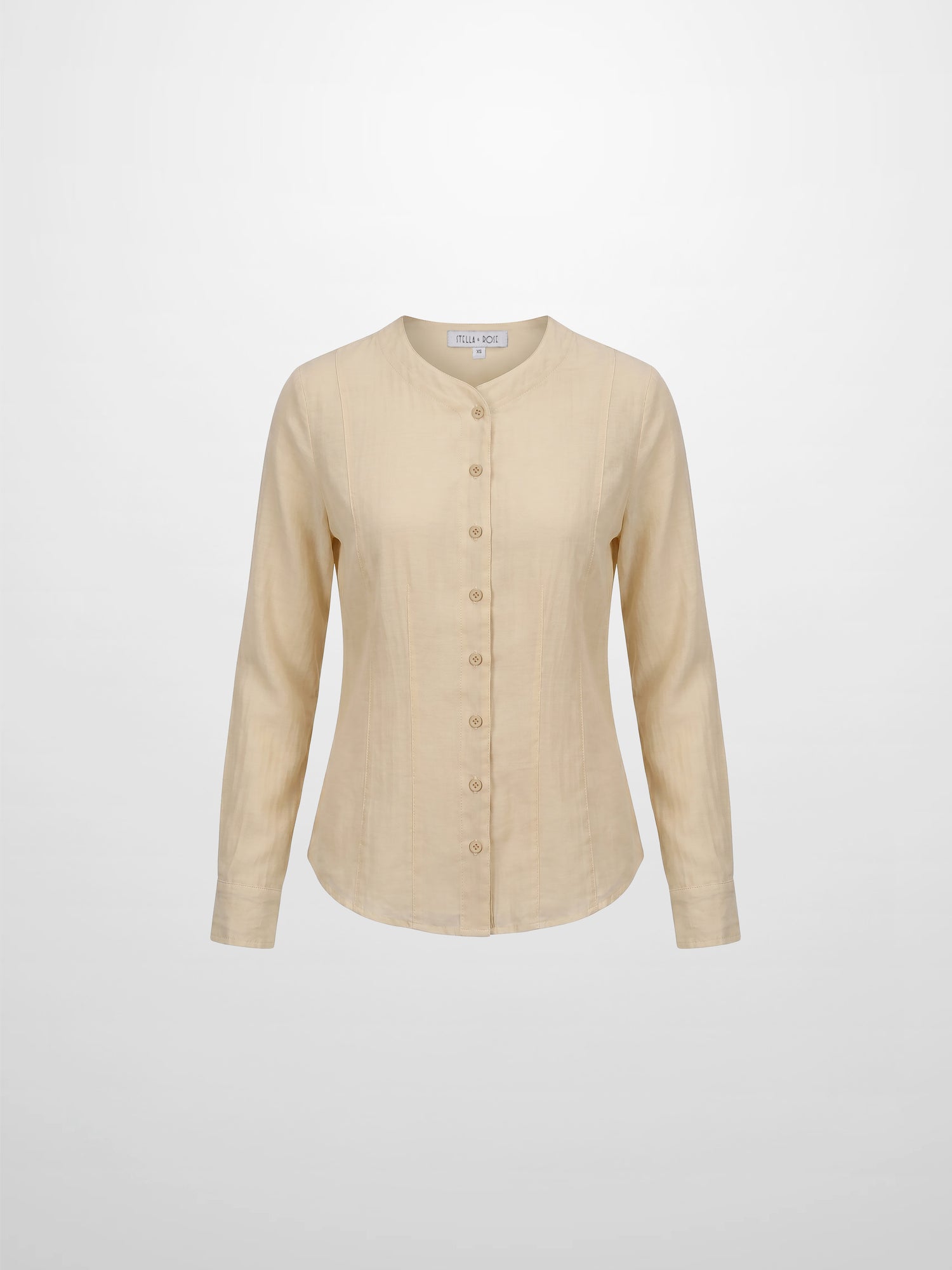 High V Neck Blouse-Sand