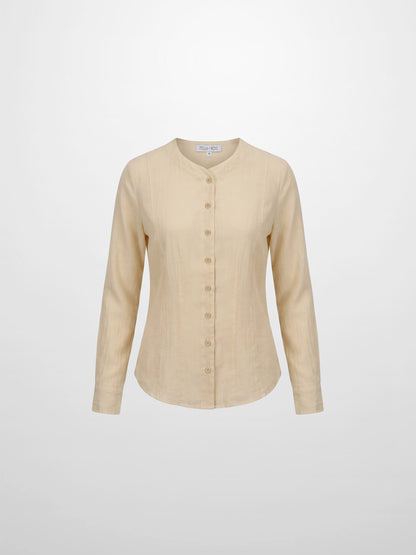 High V Neck Blouse-Sand