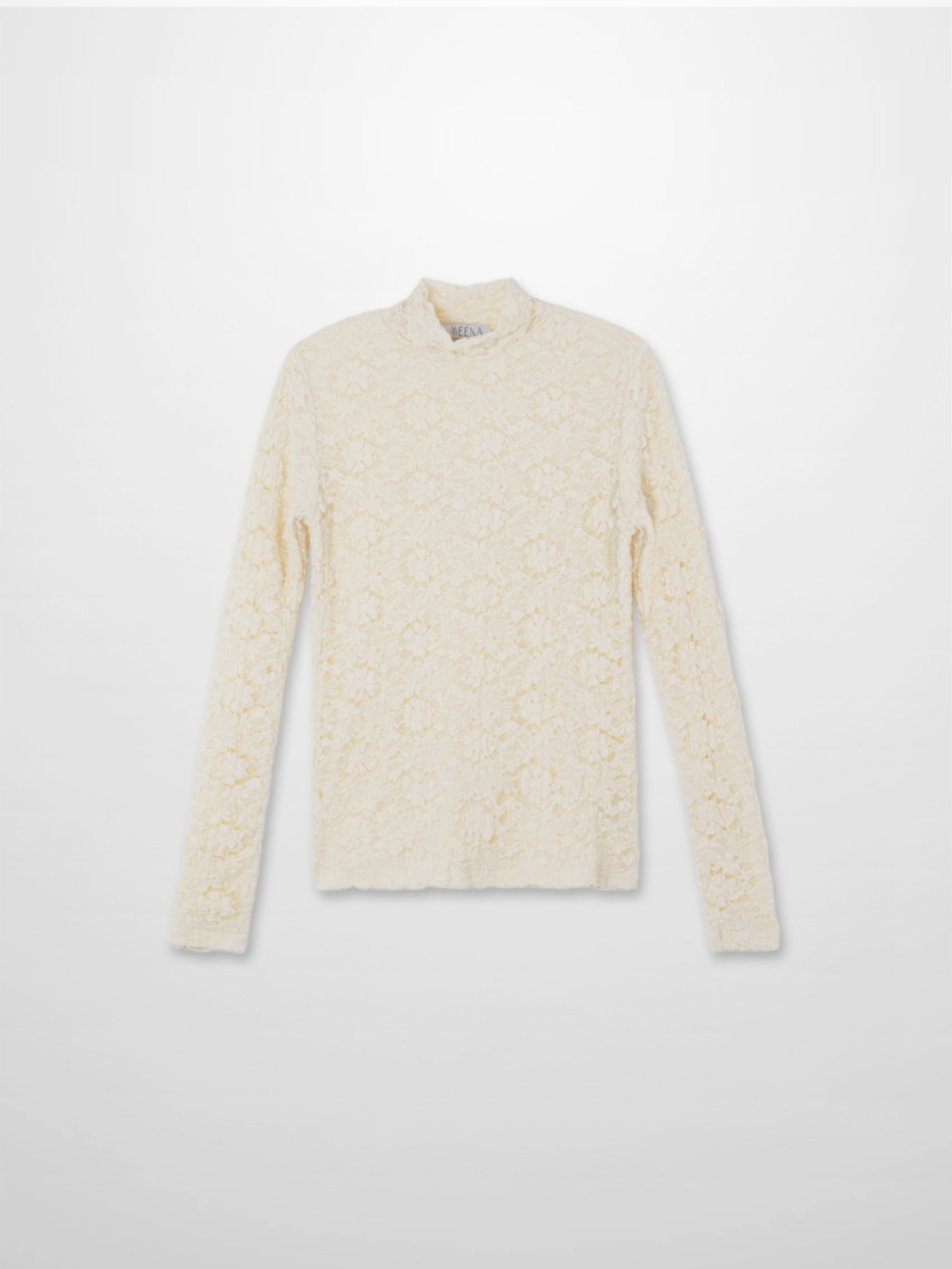 Lace Mock Neck Turtleneck-Bone