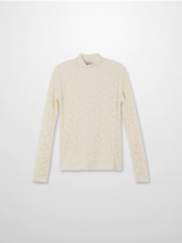 Lace Mock Neck Turtleneck-Bone