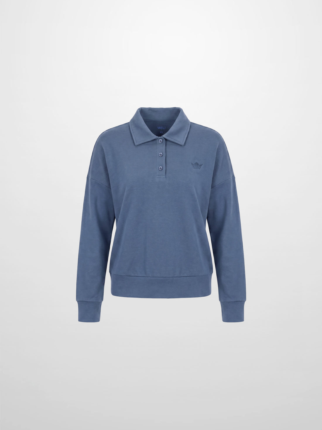 Collared Bomber Tee-Grey Blue