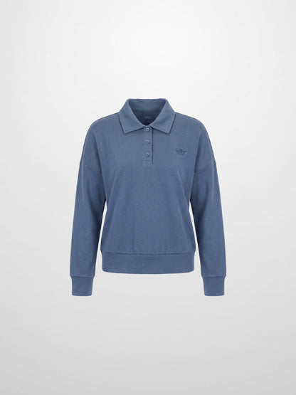 Collared Bomber Tee-Grey Blue