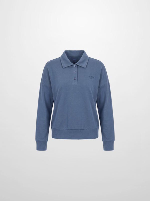 Collared Bomber Tee-Grey Blue