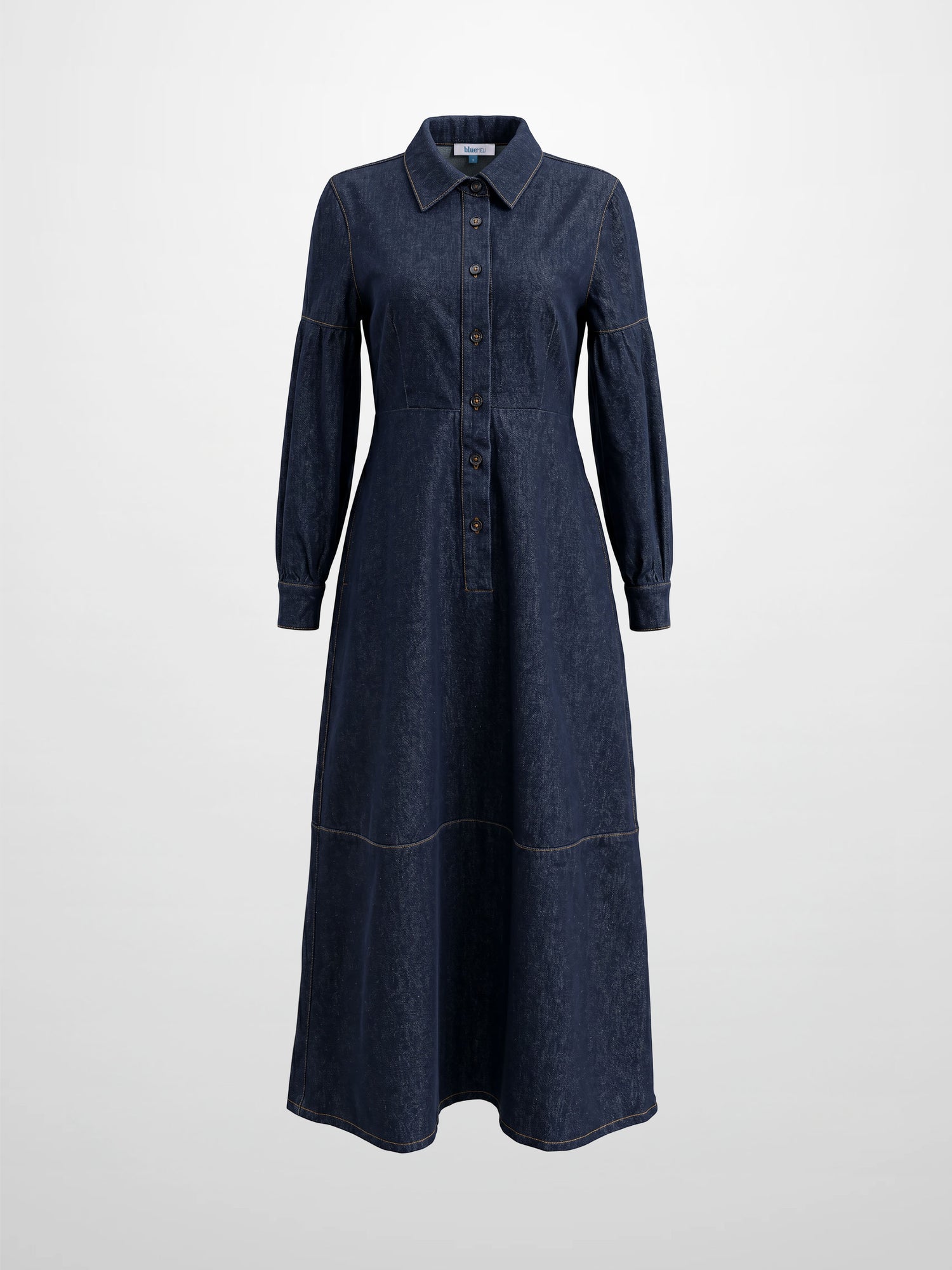 High Waisted Denim Dress - Dark Blue