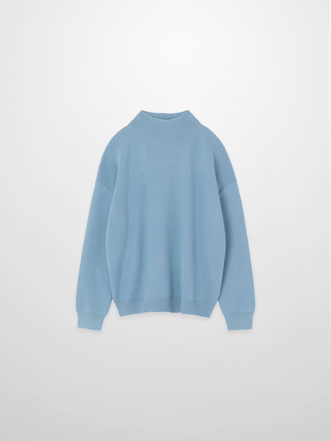 Mock Neck Thin Knit Sweater-Light Blue