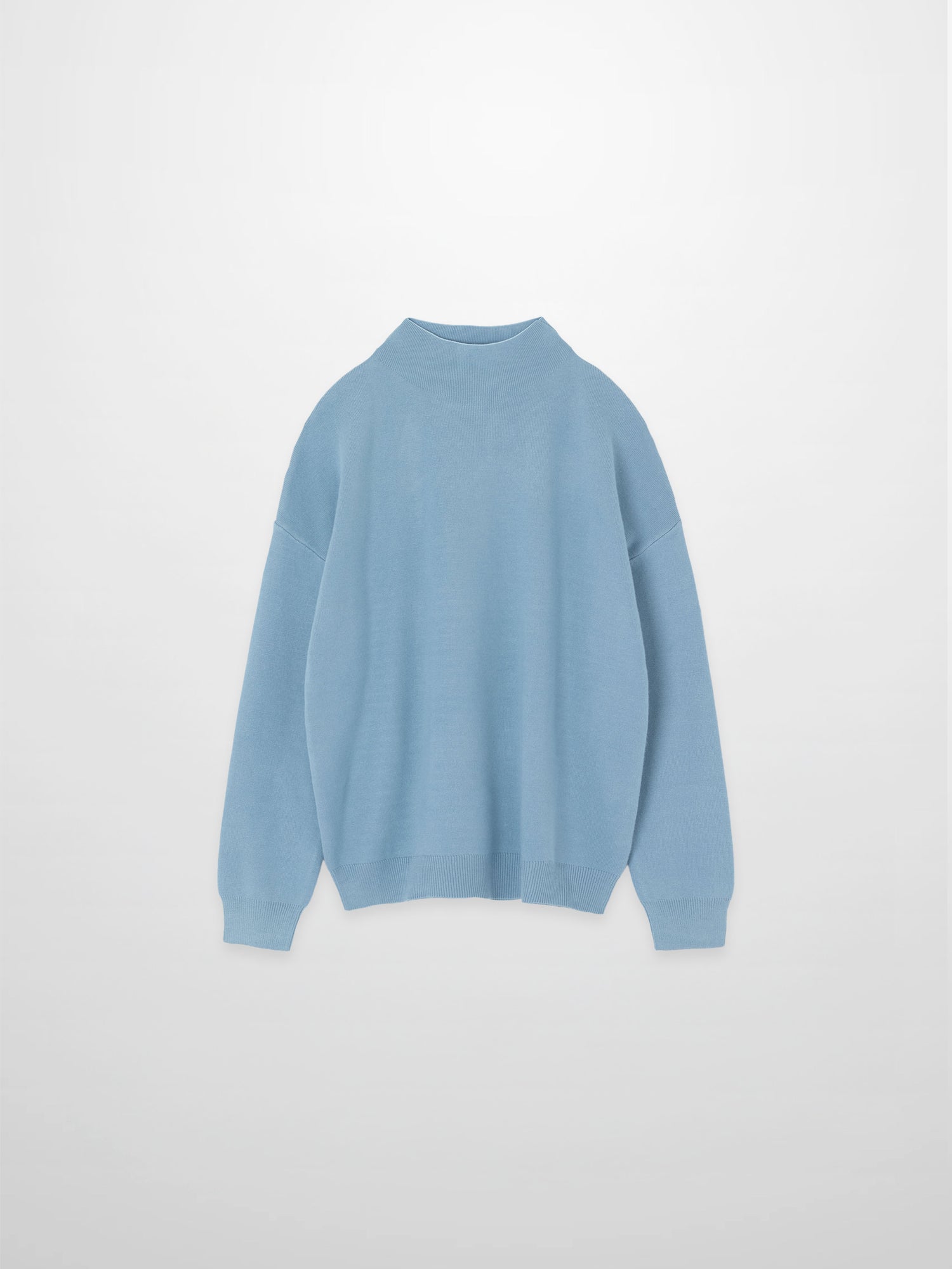Mock Neck Thin Knit Sweater-Light Blue