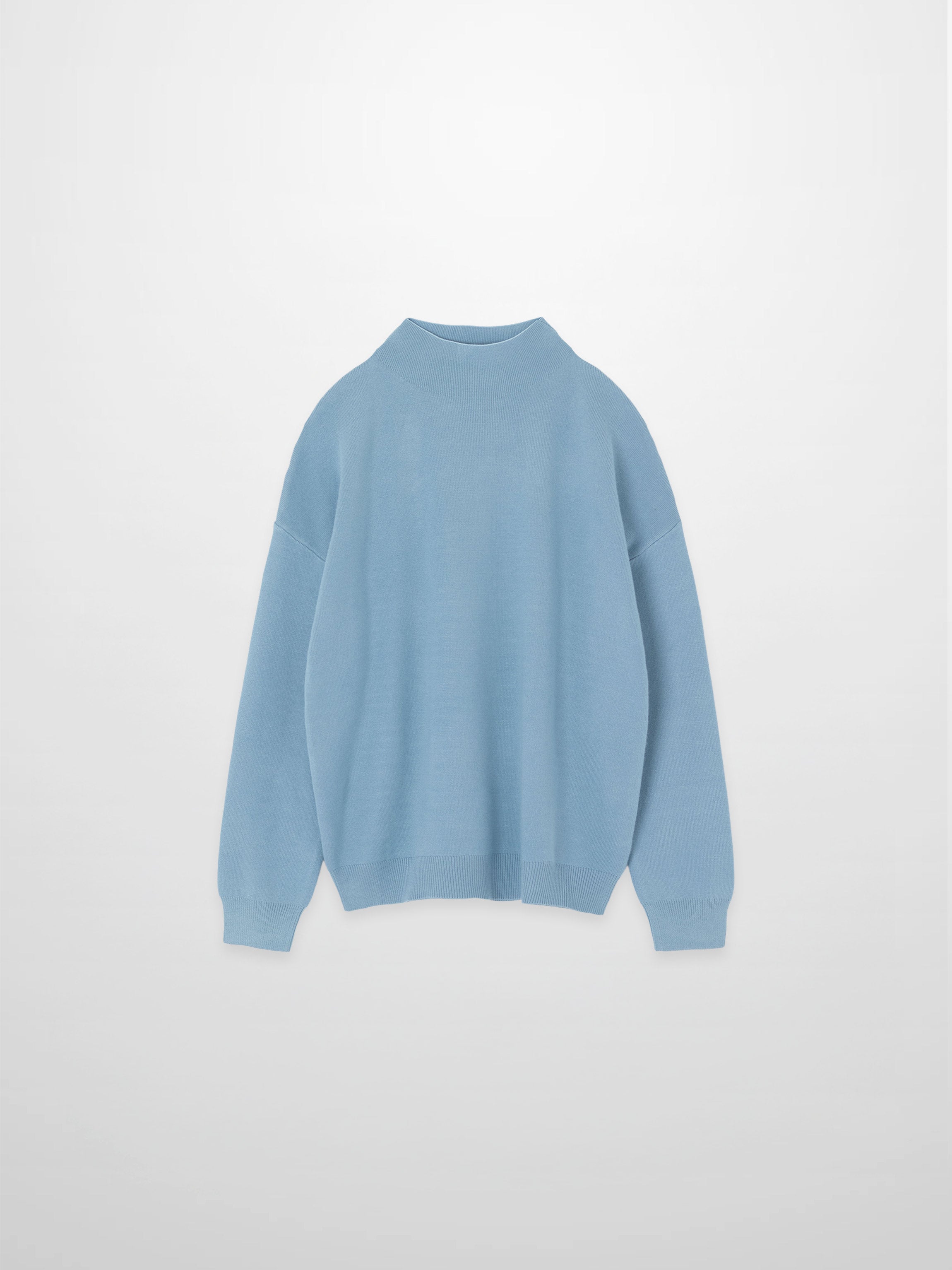 Mock Neck Thin Knit Sweater-Light Blue