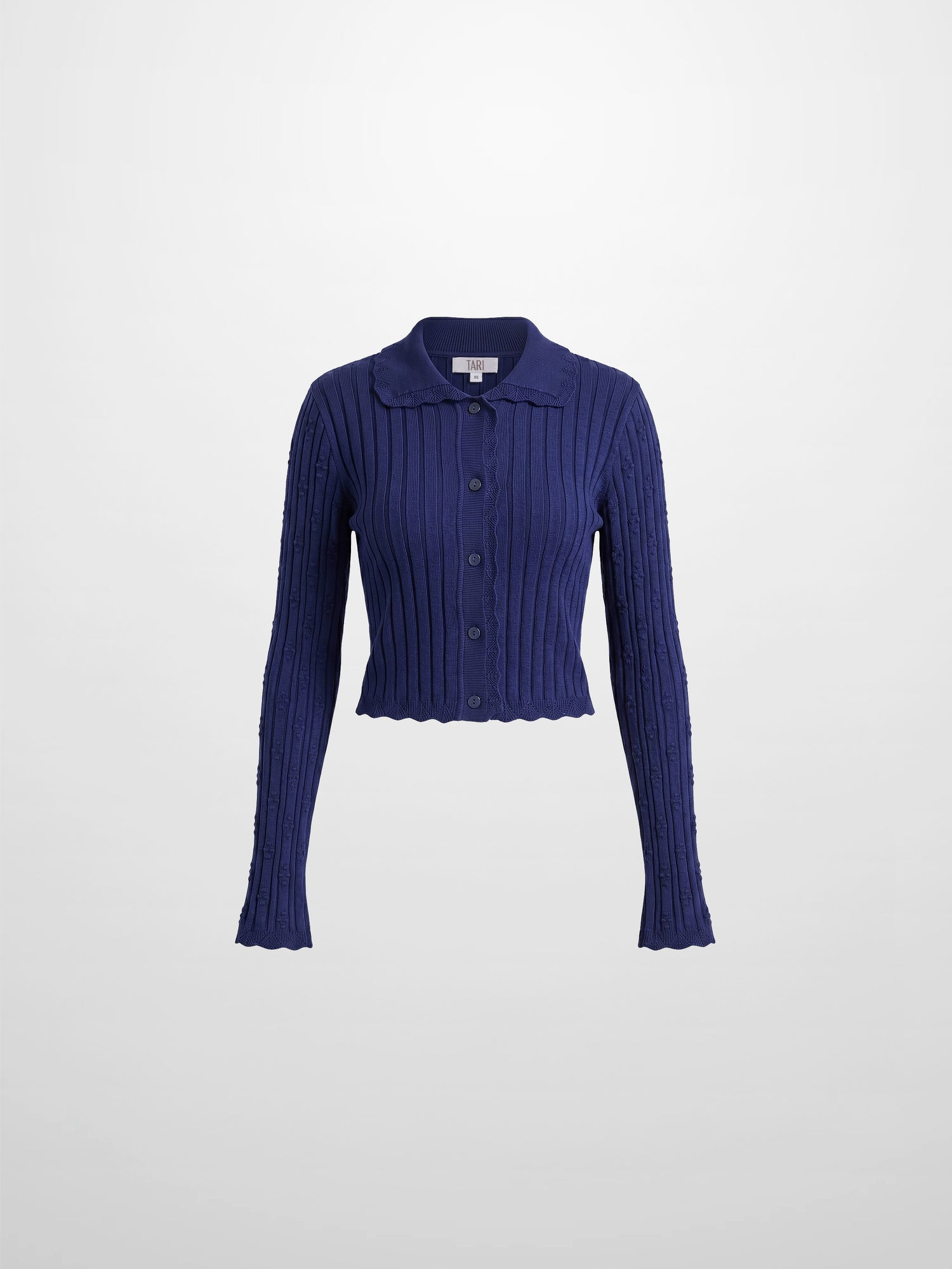Scalloped Edge Cardigan-Navy