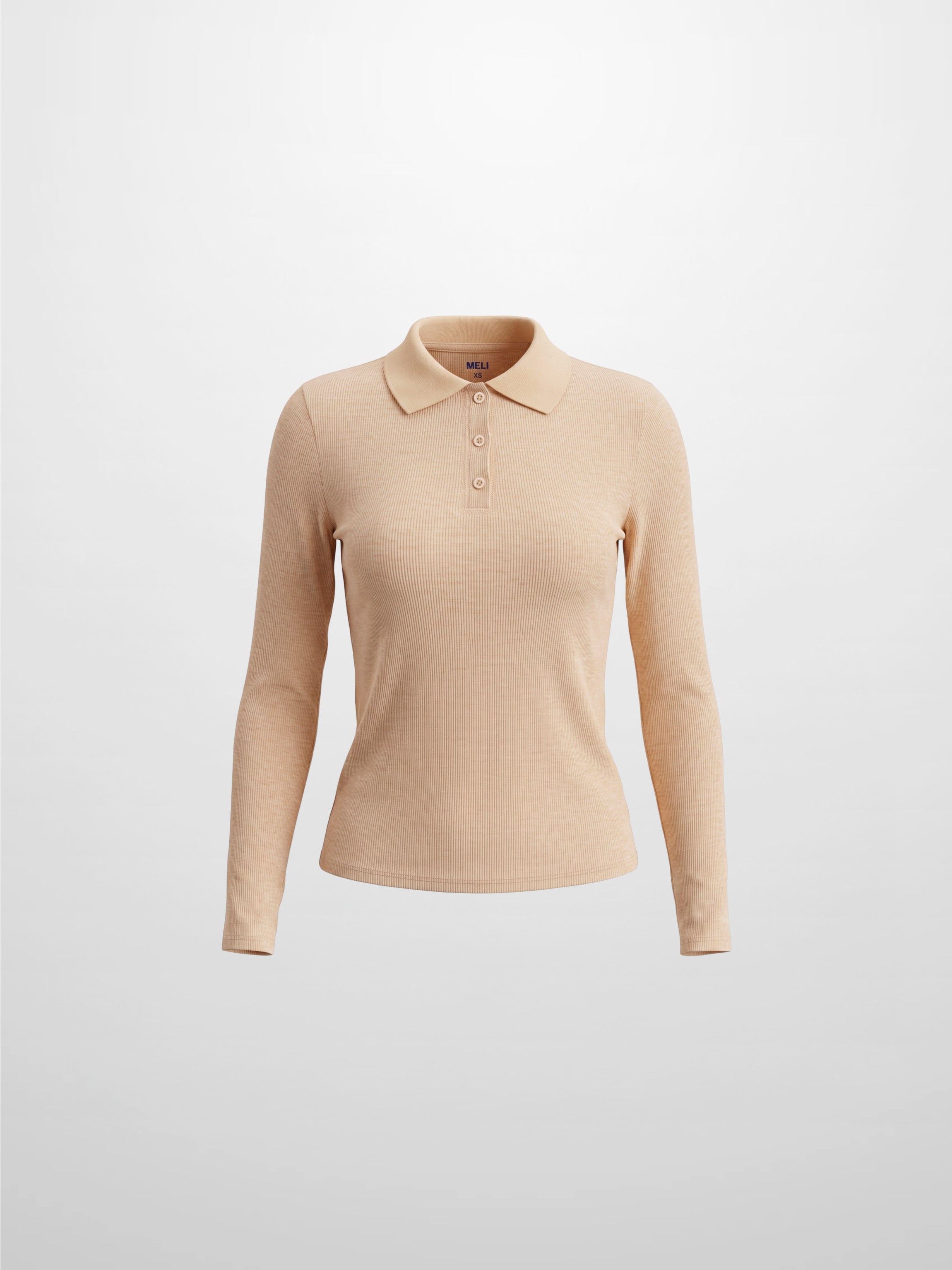 Heathered Collared Tee-Tan