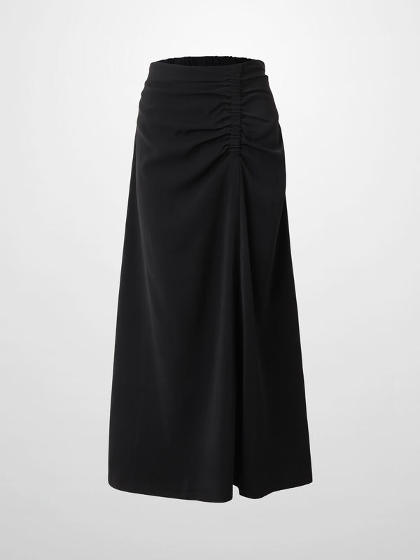 SIDE RUCHED SKIRT-BLACK
