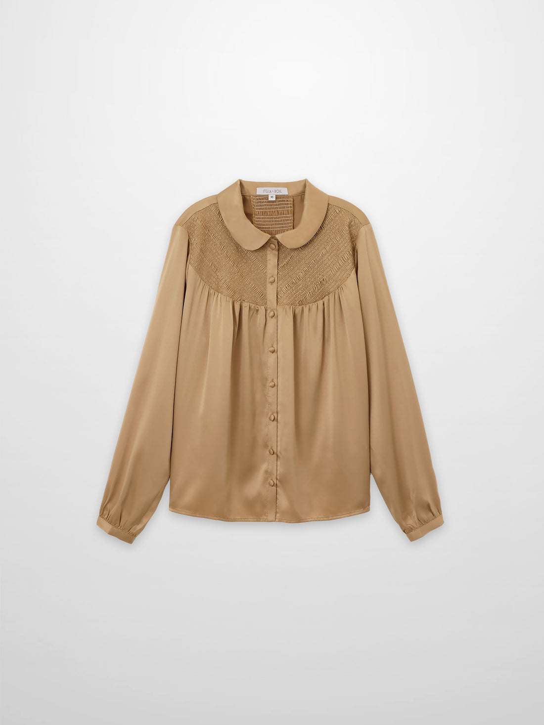 Faux Satin Micro Stitch Blouse-Gold