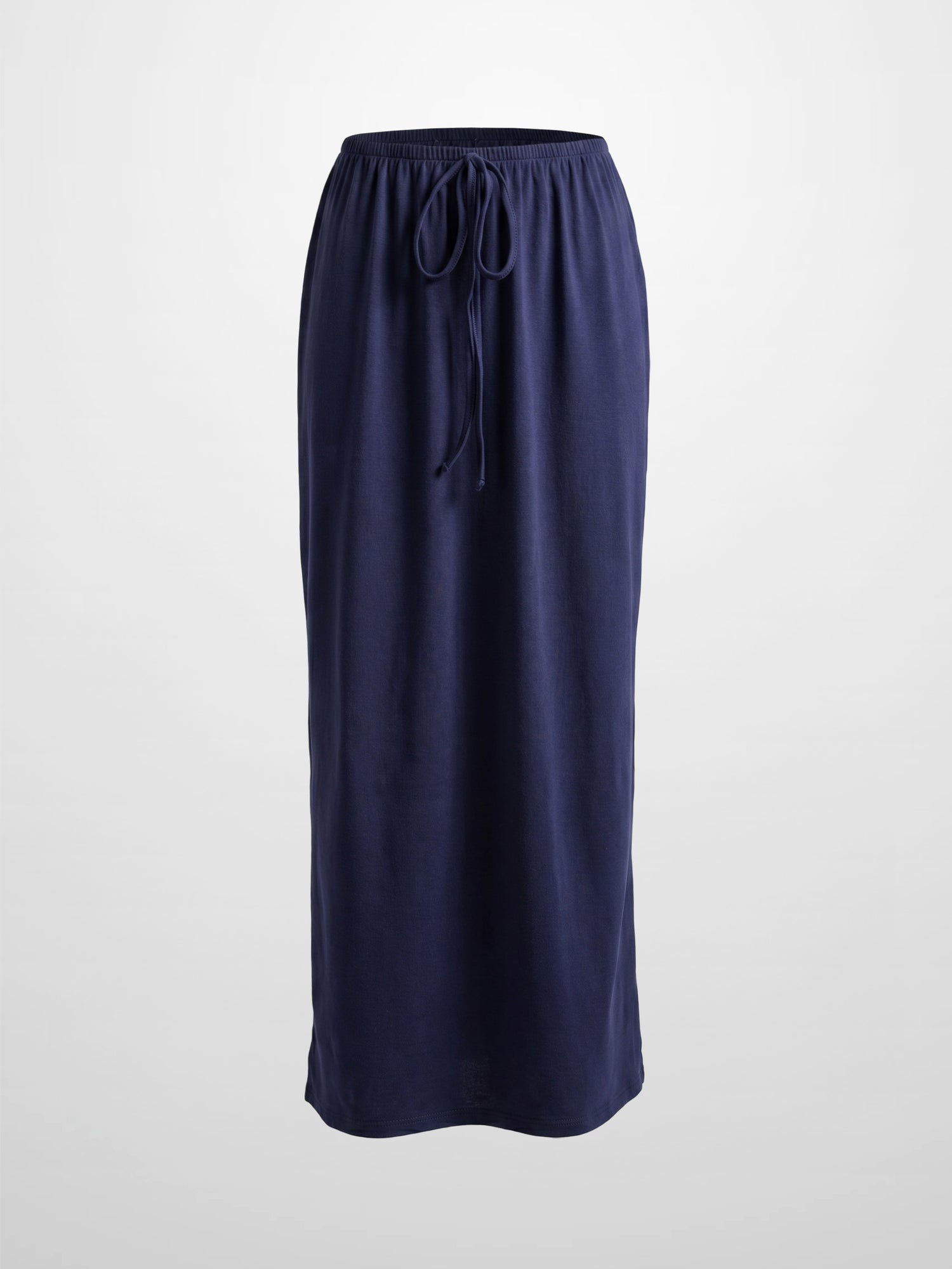 Straight Maxi Drawstring T-Shirt Skirt-Blue