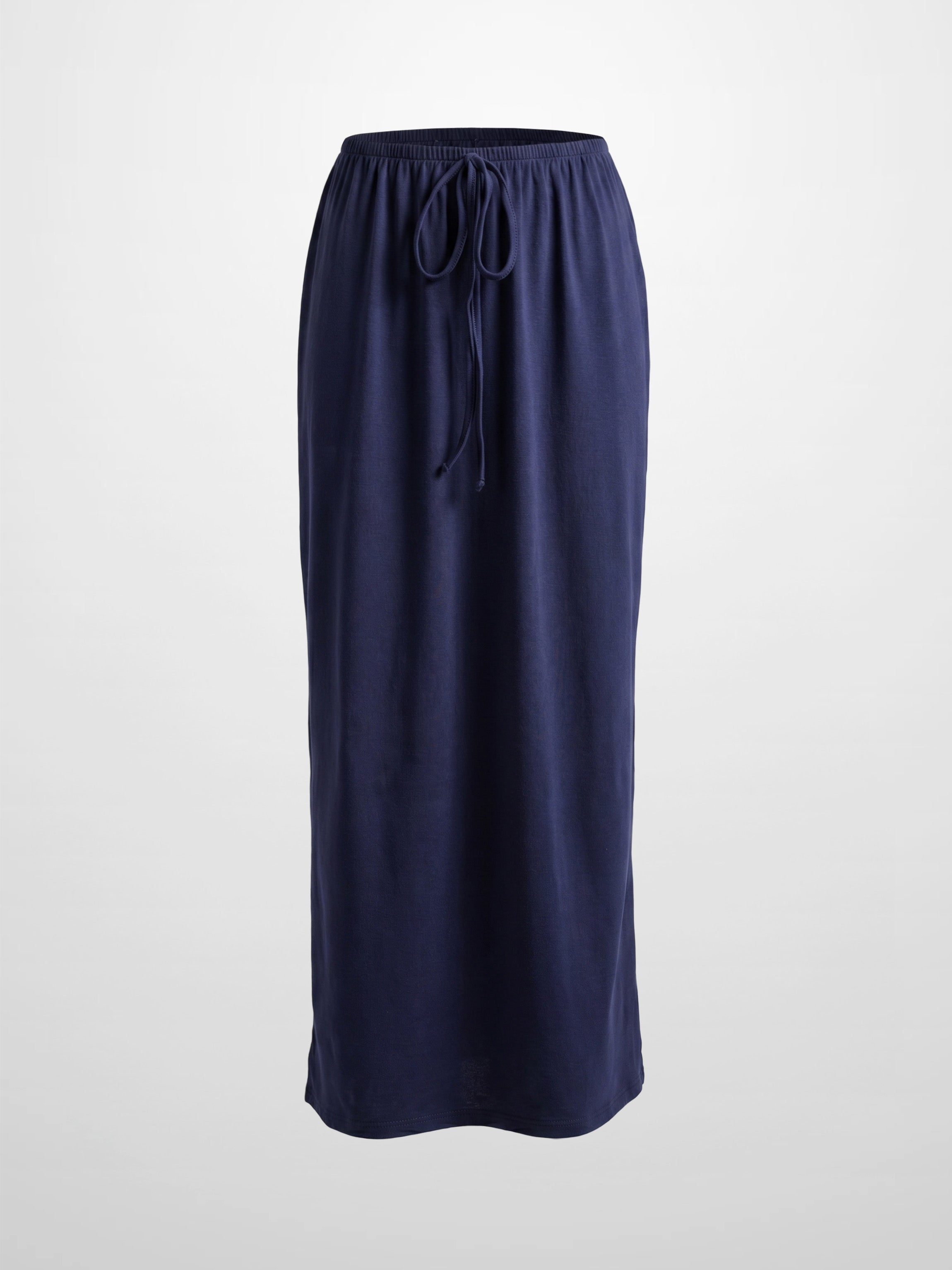 Straight Maxi Drawstring T-Shirt Skirt-Blue