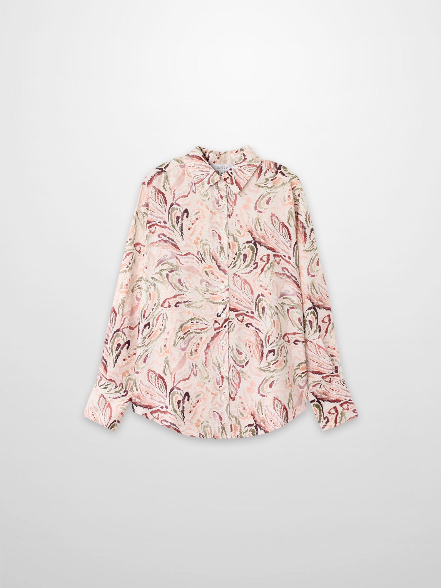 Button Down Collared Blouse-Peach Sketch