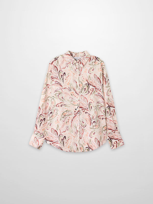 Button Down Collared Blouse-Peach Sketch