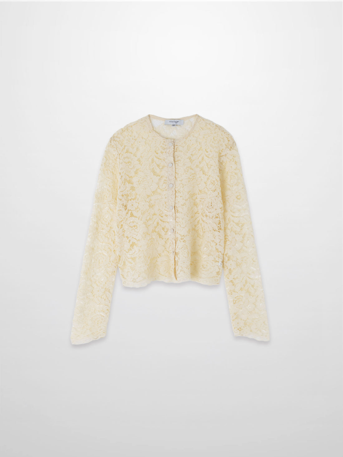 Lace Button Down Cardigan Top-Cream