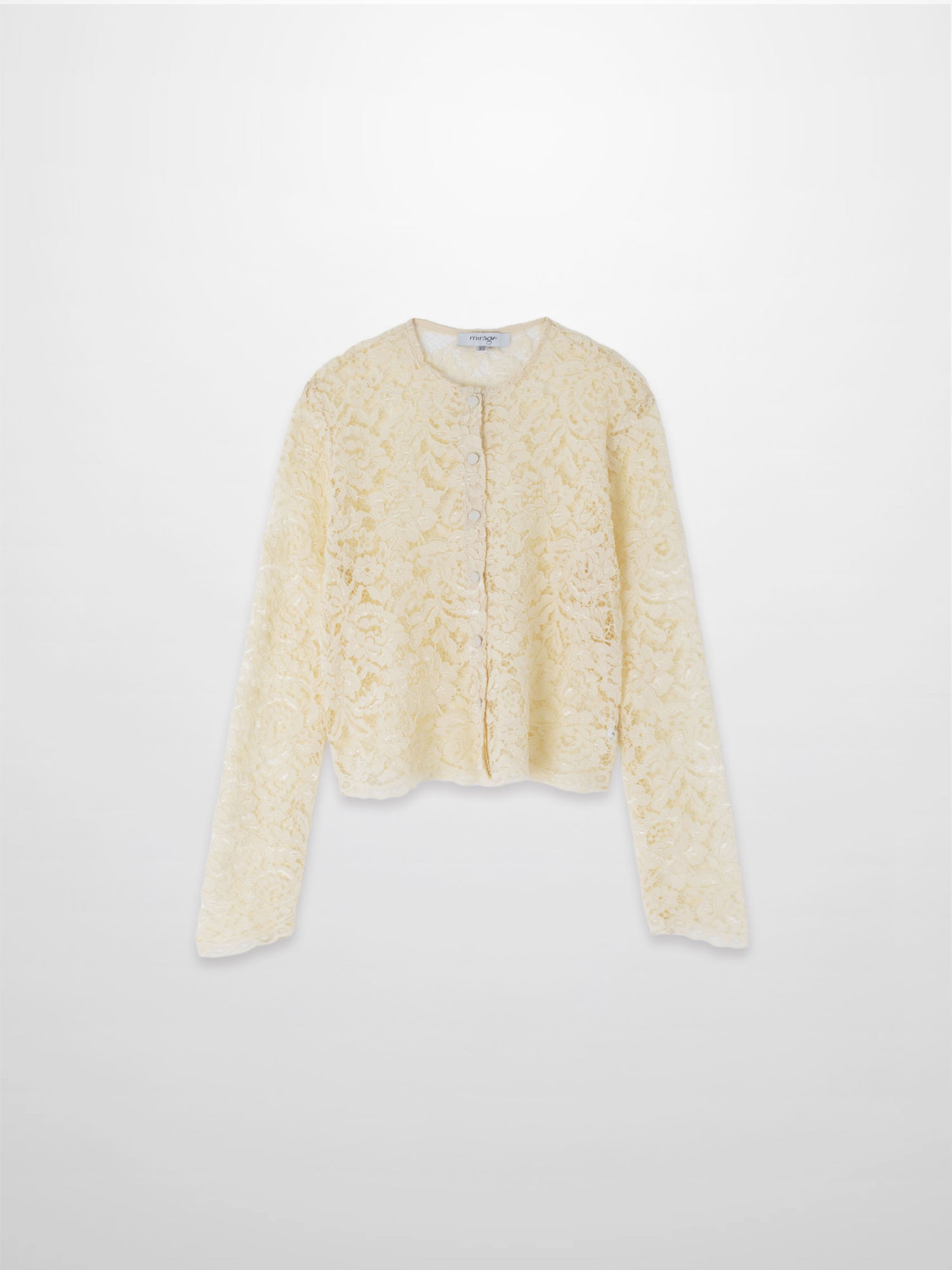 Lace Button Down Cardigan Top-Cream
