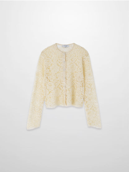 Lace Button Down Cardigan Top-Cream